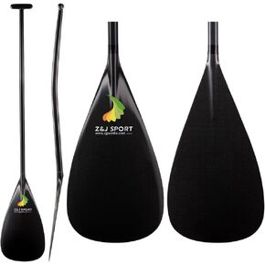 Z&J SPORT Outrigger Canoe Paddle Full Carbon, Tahiti Style OC Paddle with T-Handle, Lightweight Carbon Paddle for Waka AMA, va’a, Bent Shaft & 12 Degree Blade