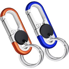 XAMEHA 2 PCS Men’s Car Keychains, Personalized Car Keychain for Men Women, Heavy Duty Metal Anti-Loss Key Chain Clips and Rings，Llaveros de Hombre.