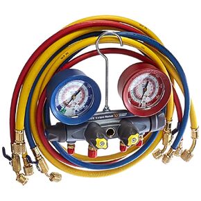 Yellow Jacket 46013 Brute II Test and Charging Manifold, F/C, Red/Blue Gauge, psi, R-22/404A/410A