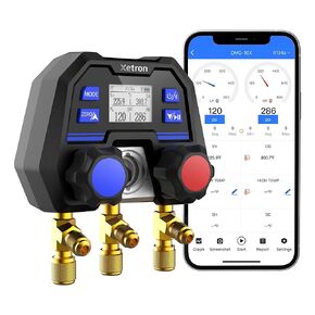 Xetron Revolutionary HVAC Gauges R410a Digital Manifold Diagnostic R134a R12 R404a etc Up to 141+ Refrigerants, OTA Remote Upgrade, 1/4"SAE 2-Way in Kuwait