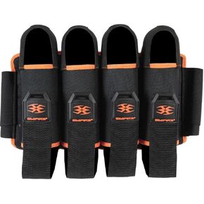 Empire Omega Paintball 4 Pod Harness Hook & Loop Strap Pack Black w/Orange, Black / Orange