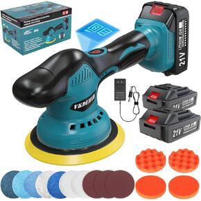 Cordless Car Buffer Polisher, 6 In Mini Buffer Polisher Kit with 2 Pack 21V Rechargeable Batteries,6 Variable Speed 5500RPM Orbital Polisher for Car Boat Detailing, Polishing,Scratch Removing