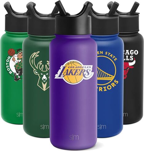 Simple Modern Officially Licensed NBA Los Angeles Lakers Water Bottle with Straw Lid | Vacuum Insulated Stainless Steel 32oz Thermos | Summit Collection | LA Lakers in Saudi Arabia