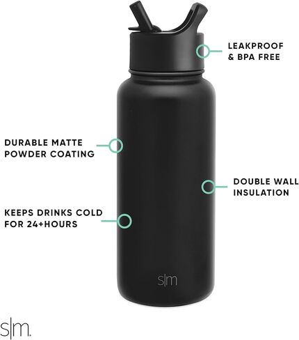 Simple Modern Officially Licensed NBA Los Angeles Lakers Water Bottle with Straw Lid | Vacuum Insulated Stainless Steel 32oz Thermos | Summit Collection | LA Lakers in Saudi Arabia