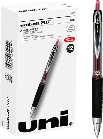 uni-ball 61255 Signo Gel 207 Roller Ball Retractable Gel Pen Black Ink Micro Fine Dozen in Kuwait