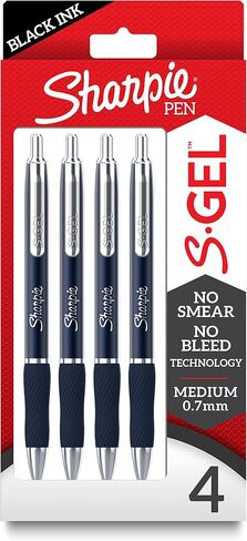 Sharpie S-Gel, Gel Pens, Sleek Metal Barrel, Crimson Red, Medium Point (0.7mm), Black Ink, 4 Count in Saudi Arabia