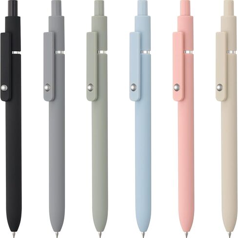 LINFANC 6 Pack Cute Gel Pens, Retractable Quick Dry Gel Ink Pen, Fine Point 0.5mm Black Ink Rolling Ball Gel Pens, Smooth Writing Aesthetic Pens for Home School Office Supplies in Saudi Arabia