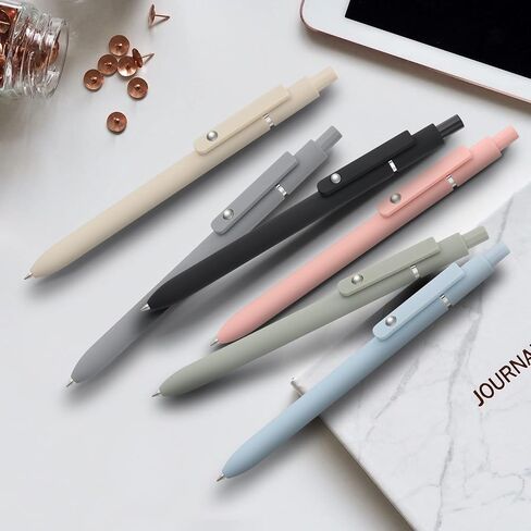 LINFANC 6 Pack Cute Gel Pens, Retractable Quick Dry Gel Ink Pen, Fine Point 0.5mm Black Ink Rolling Ball Gel Pens, Smooth Writing Aesthetic Pens for Home School Office Supplies in Saudi Arabia