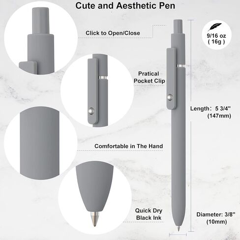 LINFANC 6 Pack Cute Gel Pens, Retractable Quick Dry Gel Ink Pen, Fine Point 0.5mm Black Ink Rolling Ball Gel Pens, Smooth Writing Aesthetic Pens for Home School Office Supplies in Saudi Arabia