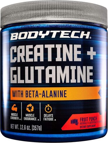 BodyTeach Creatine and Glutamine with Beta Alanine Fruit Punch - Supports Muscle Growth, Recovery and Immune Health (12.6 Ounce Powder) in Saudi Arabia