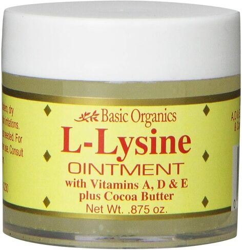 Basic Brands L-Lysine Ointment, Cold Sore Fever Blister Relief, Soothes Chapped Lips and Dry Skin, Goes on Clear, 0.875 oz (Pack of 1) in Saudi Arabia