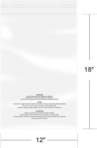 iMailer - 20 Pcs - 12" x 18" Poly Bags with Suffocation Warning - Clear Plastic Packaging Bags for Clothing, T-Shirts - Resealable Adhesive, Not Strong in Saudi Arabia