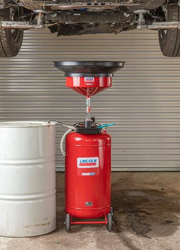 Lincoln 3635 Pressurized, Self-evacuating, Used Fluid Drain, 25 Gallon, Height Adjustable Telescopic Bowl (51 in. to 76 in.) with Wide Mouth Drain Bowl Extension to 24 Inches in Saudi Arabia