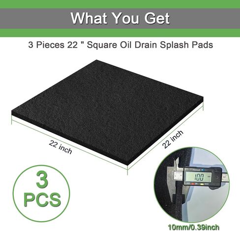 3 Pcs 22" Oil Drain Splash Pad, Upgrade No Splatter Pad, Square Oil Splash Pad for Car Changing Oil Transmission Drain Pan, Black in Saudi Arabia