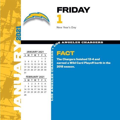 Los Angeles Chargers 2021 Box Calendar in Saudi Arabia