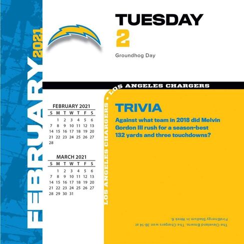 Los Angeles Chargers 2021 Box Calendar in Saudi Arabia