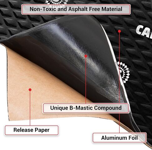 CANOPUS Car Sound Deadening Mat, 80 mil 10 sqft, Pack of 10 Sheets, Butyl Sound Deadener Mat, Audio Car Sound Dampening Material for Car Trunk, Door, Floor and Ceiling, Black in Kuwait