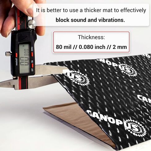 CANOPUS Car Sound Deadening Mat, 80 mil 10 sqft, Pack of 10 Sheets, Butyl Sound Deadener Mat, Audio Car Sound Dampening Material for Car Trunk, Door, Floor and Ceiling, Black in Kuwait