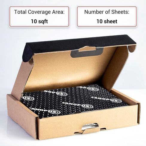 CANOPUS Car Sound Deadening Mat, 80 mil 10 sqft, Pack of 10 Sheets, Butyl Sound Deadener Mat, Audio Car Sound Dampening Material for Car Trunk, Door, Floor and Ceiling, Black in Kuwait