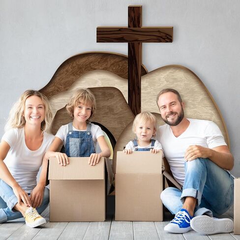 Easter Resurrection Scene Cardboard Set 39.4 x 25.6 in He is Risen Empty Tomb Cardboard with Crosses on Top of Rock Signs Religious Resurrection Props for Easter Jesus Christian Sunday Decor in Saudi Arabia