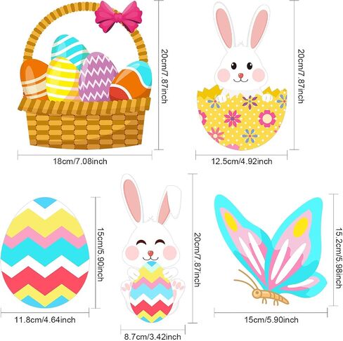 30 Pieces Happy Easter Paper Cutouts Bunny Eggs Carrot Basket Chicken Butterfly Cutouts Animals Theme Party Signs Paper Cutouts for Easter Party Decorations, 10 Designs in Saudi Arabia