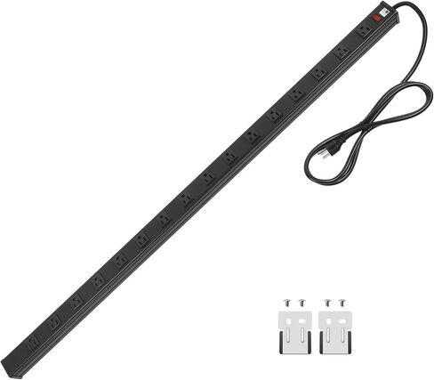 CCCEI Long Heavy Duty Metal Power Strip, 16 Outlet Large Industrial Multi Wide Strip for Garage Workshop, Extension Cord with Multiple Outlets, 15A, 125V, 1875W. 6 FT, Black. in Kuwait