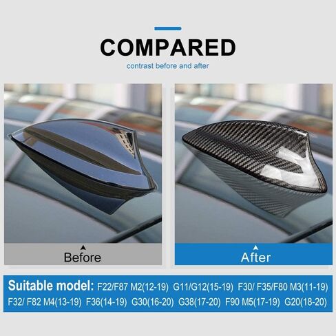ملصق قاعدة هوائي لإشارة الراديو من ألياف الكربون لسيارة BMW F22 F87 M2 F30 F35 F80 M3 G20 F32 F36 F82 M4 G30 G38 F90 M5 G11 G12 (أسود) in Saudi Arabia
