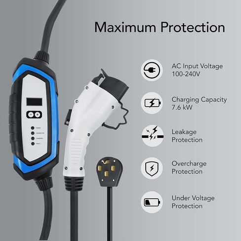 شاحن Lectron NEMA 14-50 المستوى 2 EV - سلك تمديد 15 قدم وكابل J1772 - لسيارات J1772 EVs in Kuwait