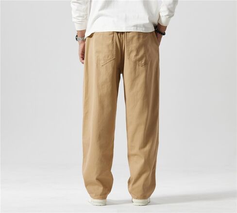 سراويل LUOBANIU للرجال ذات قصة مستقيمة من القطن والكتان برباط بخصر مطاطي سراويل فضفاضة غير رسمية فضفاضة in Kuwait