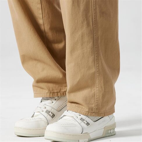 سراويل LUOBANIU للرجال ذات قصة مستقيمة من القطن والكتان برباط بخصر مطاطي سراويل فضفاضة غير رسمية فضفاضة in Kuwait