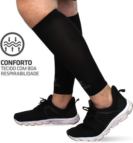 أكمام مضغوطة صلبة من Muvin للرجال والنساء - الجري، الرياضة - جبائر الساق، آلام الساق، تخفيف آلام العضلات (L، أسود) in Kuwait