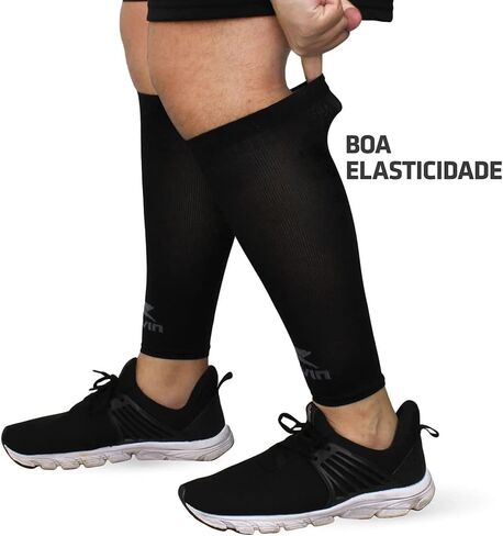 أكمام مضغوطة صلبة من Muvin للرجال والنساء - الجري، الرياضة - جبائر الساق، آلام الساق، تخفيف آلام العضلات (L، أسود) in Kuwait