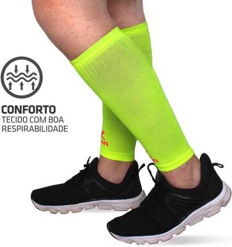 أكمام ضغط صلبة من Muvin للرجال والنساء - الجري، الرياضة - جبائر الساق، آلام الساق، تخفيف آلام العضلات (L، أصفر) in Kuwait