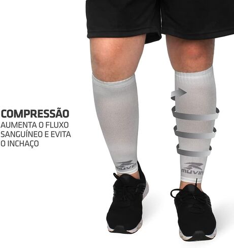 أكمام ضغط صلبة من Muvin للرجال والنساء - الجري، الرياضة - جبائر الساق، آلام الساق، تخفيف آلام العضلات (S، أبيض) in Kuwait