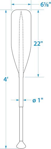 مجداف Seachoice الاصطناعي مع عمود من الألومنيوم، 1 بوصة. عمود القطر، مقبض راحة اليد، أسود in Kuwait