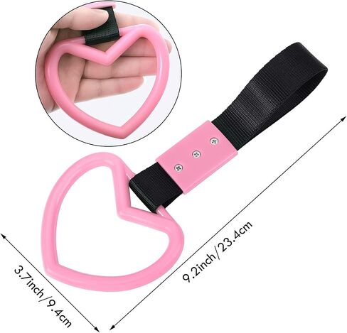 2 Pieces Rings Heart Shaped Car Handle Straps Drift Charm Rear Bumper Warning Ring Decor Subway Bus Broken Heart Handle for Car Interior(Black) in Saudi Arabia