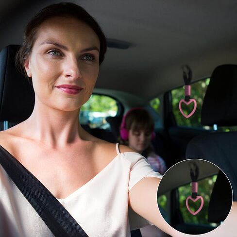 2 Pieces Rings Heart Shaped Car Handle Straps Drift Charm Rear Bumper Warning Ring Decor Subway Bus Broken Heart Handle for Car Interior(Black) in Saudi Arabia