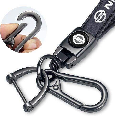 Genuine Leather Car Keychain for Nissan, Nissan Key chain Compatible with Car Key Fob Keychains Replacement for Nissan,Key Chain Keyring for Men Women,Car Accessories Family Present（Black） in Kuwait
