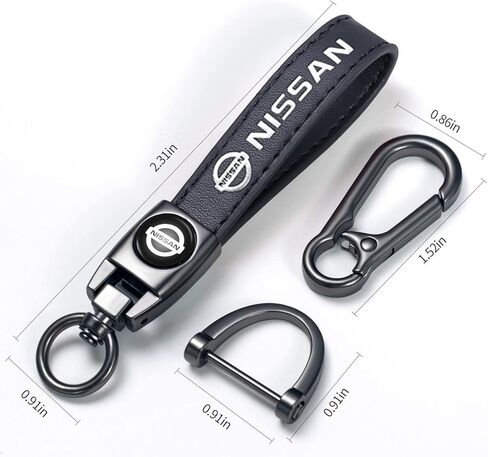 Genuine Leather Car Keychain for Nissan, Nissan Key chain Compatible with Car Key Fob Keychains Replacement for Nissan,Key Chain Keyring for Men Women,Car Accessories Family Present（Black） in Kuwait