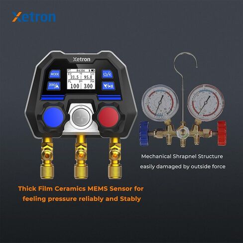 Xetron Revolutionary HVAC Gauges R410a Digital Manifold Diagnostic R134a R12 R404a etc Up to 141+ Refrigerants, OTA Remote Upgrade, 1/4"SAE 2-Way in Kuwait