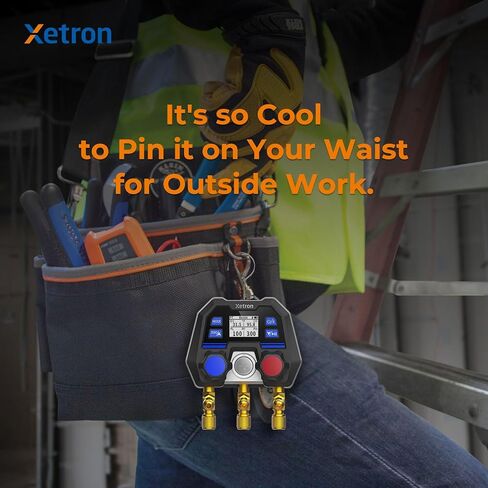 Xetron Revolutionary HVAC Gauges R410a Digital Manifold Diagnostic R134a R12 R404a etc Up to 141+ Refrigerants, OTA Remote Upgrade, 1/4"SAE 2-Way in Kuwait