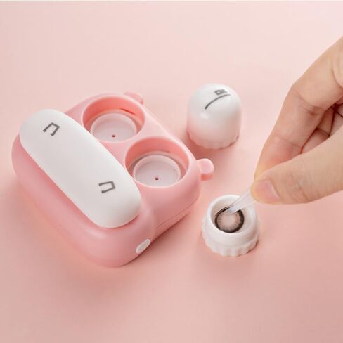 Ultrasonic Contact Lens Cleaner Intelligent Cleaning Machine Cute Portable Soft Contact Lenses Cleaner Pink in Saudi Arabia