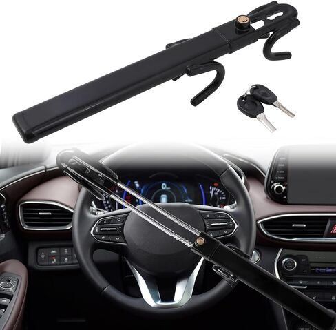 Steering Wheel Lock Anti-Theft Device - The Club Steering Wheel Lock with Adjustable Length Clamp Double Hook Locks - Universal Wheel Locks for Cars,Trucks, Vans, and Suvs - Black in Saudi Arabia