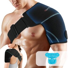 Comfytemp Shoulder Ice Pack Wrap, FSA HSA Eligible, Shoulder Brace with Gel Ice Pack for Injuries Reusable, Physical Therapy Cold Compression Sleeve for Arm Rotator Cuff Pain Relief, Sugery Recovery