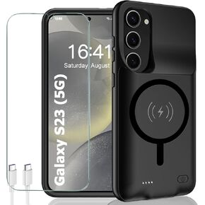 Battery Case for Galaxy S22 Ultra/S23 Ultra,[12000mAh] Portable Protective Smart Wireless Charging Case Support Carplay Compatible with Galaxy S22 Ultra/Galaxy S23 Ultra Battery Case (Black)