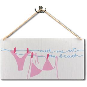 Beachy Room Decor Aesthetic, Sand in My Shower Means I Had a Good Day Wood Signs Wall Hanging, Summer Decorations for Home, Coastal Room Wall Decor, 11.8x5.9 Inch Wall Pediments