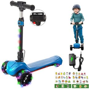 LEFELWEL Electric Scooter for Kids Ages 6-12, Colorful Rainbow Lights, Bluetooth Music Speaker, LED Display and Adjustable Speed, Foldable E-Scooter for Kids Girls Boys Christmas Birthday Gift