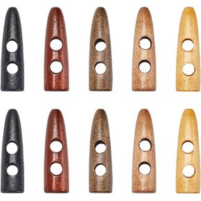 GORGECRAFT 70Pcs Oval Wooden Buttons Horn Toggle Shape Buttons Accessories 2 Holes Wood Sweater Coats Buttons for Jacket Clothing Sewing DIY Art Craft Projects, 7 Colors