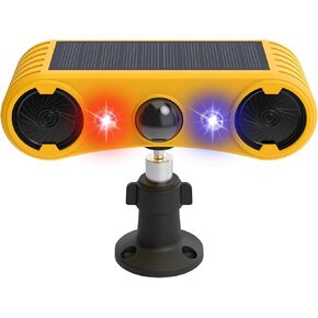 ChunHee Solar Motion Sensor Alarm Outdoor,Dog Barking Alarm Motion Activated,130dB Loud Noise Maker with Blue/Red Strobe Light for Home Security,2 Packs