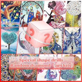 Focart 10 Pack Mystery Diamond Painting, Random Diamond Art Kits 5D Full Drill DIY Crafts for Home Wall Decor Gift
